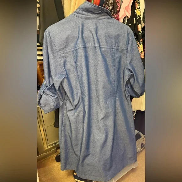 Sharagano SZ 16 W Blue Jean Dress W/Pockets - Picture 2 of 9